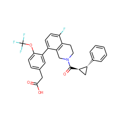 O=C(O)Cc1ccc(OC(F)(F)F)c(-c2ccc(F)c3c2CN(C(=O)[C@@H]2C[C@H]2c2ccccc2)CC3)c1 ZINC000144280911