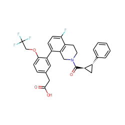 O=C(O)Cc1ccc(OCC(F)(F)F)c(-c2ccc(F)c3c2CN(C(=O)[C@@H]2C[C@H]2c2ccccc2)CC3)c1 ZINC000144244970