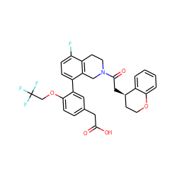 O=C(O)Cc1ccc(OCC(F)(F)F)c(-c2ccc(F)c3c2CN(C(=O)C[C@@H]2CCOc4ccccc42)CC3)c1 ZINC000143898010