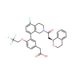 O=C(O)Cc1ccc(OCC(F)(F)F)c(-c2ccc(F)c3c2CN(C(=O)C[C@@H]2OCCc4ccccc42)CC3)c1 ZINC000144083214