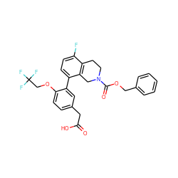 O=C(O)Cc1ccc(OCC(F)(F)F)c(-c2ccc(F)c3c2CN(C(=O)OCc2ccccc2)CC3)c1 ZINC000144040154