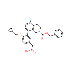 O=C(O)Cc1ccc(OCC2CC2)c(-c2ccc(F)c3c2CN(C(=O)OCc2ccccc2)CC3)c1 ZINC000144048214