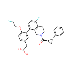 O=C(O)Cc1ccc(OCCF)c(-c2ccc(F)c3c2CN(C(=O)[C@@H]2C[C@H]2c2ccccc2)CC3)c1 ZINC000144043466