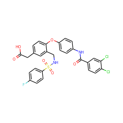 O=C(O)Cc1ccc(Oc2ccc(NC(=O)c3ccc(Cl)c(Cl)c3)cc2)c(CNS(=O)(=O)c2ccc(F)cc2)c1 ZINC000095578062