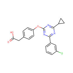 O=C(O)Cc1ccc(Oc2nc(-c3cccc(Cl)c3)nc(C3CC3)n2)cc1 ZINC000143479060