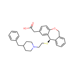 O=C(O)Cc1ccc2c(c1)[C@H](SCCN1CCC(Cc3ccccc3)CC1)c1ccccc1CO2 ZINC000003795086