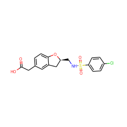 O=C(O)Cc1ccc2c(c1)C[C@H](CNS(=O)(=O)c1ccc(Cl)cc1)O2 ZINC000027331147