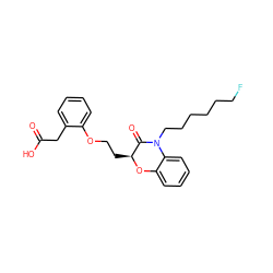 O=C(O)Cc1ccccc1OCC[C@@H]1Oc2ccccc2N(CCCCCCF)C1=O ZINC000012358430