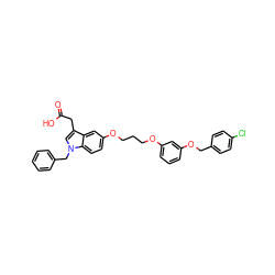 O=C(O)Cc1cn(Cc2ccccc2)c2ccc(OCCCOc3cccc(OCc4ccc(Cl)cc4)c3)cc12 ZINC000198507753