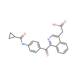 O=C(O)Cc1cnc(C(=O)c2ccc(NC(=O)C3CC3)cc2)c2ccccc12 ZINC000103256295