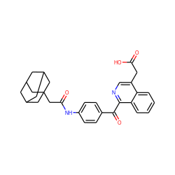 O=C(O)Cc1cnc(C(=O)c2ccc(NC(=O)CC34CC5CC(CC(C5)C3)C4)cc2)c2ccccc12 ZINC000103256278