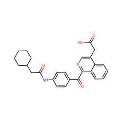 O=C(O)Cc1cnc(C(=O)c2ccc(NC(=O)CC3CCCCC3)cc2)c2ccccc12 ZINC000103256275