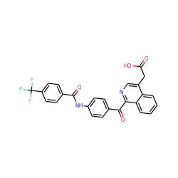 O=C(O)Cc1cnc(C(=O)c2ccc(NC(=O)c3ccc(C(F)(F)F)cc3)cc2)c2ccccc12 ZINC000084616930