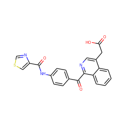 O=C(O)Cc1cnc(C(=O)c2ccc(NC(=O)c3cscn3)cc2)c2ccccc12 ZINC000103256293