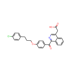 O=C(O)Cc1cnc(C(=O)c2ccc(OCCCc3ccc(Cl)cc3)cc2)c2ccccc12 ZINC000103256252