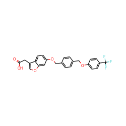 O=C(O)Cc1coc2cc(OCc3ccc(COc4ccc(C(F)(F)F)cc4)cc3)ccc12 ZINC000028822717