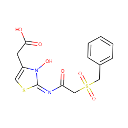 O=C(O)Cc1cs/c(=N/C(=O)CS(=O)(=O)Cc2ccccc2)n1O ZINC000040933227