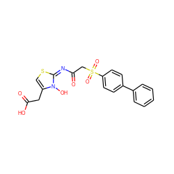 O=C(O)Cc1cs/c(=N/C(=O)CS(=O)(=O)c2ccc(-c3ccccc3)cc2)n1O ZINC000040936097