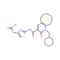 O=C(O)Cc1csc(NC(=O)c2cc3c(n(CC4CCCCC4)c2=O)CCCCCC3)n1 ZINC000043130230