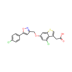 O=C(O)Cc1csc2cc(OCc3cc(-c4ccc(Cl)cc4)on3)cc(Cl)c12 ZINC000028822708