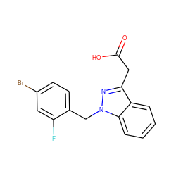 O=C(O)Cc1nn(Cc2ccc(Br)cc2F)c2ccccc12 ZINC000000596212