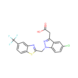 O=C(O)Cc1nn(Cc2nc3cc(C(F)(F)F)ccc3s2)c2ccc(Cl)cc12 ZINC000013650636