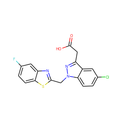 O=C(O)Cc1nn(Cc2nc3cc(F)ccc3s2)c2ccc(Cl)cc12 ZINC000013650635