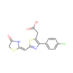 O=C(O)Cc1sc(/C=C2\NC(=O)CS2)nc1-c1ccc(Cl)cc1 ZINC000095602486