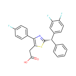 O=C(O)Cc1sc([C@@H](c2ccccc2)c2ccc(F)c(F)c2)nc1-c1ccc(F)cc1 ZINC000035952024