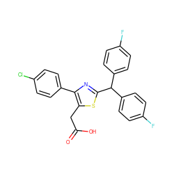 O=C(O)Cc1sc(C(c2ccc(F)cc2)c2ccc(F)cc2)nc1-c1ccc(Cl)cc1 ZINC000045391098