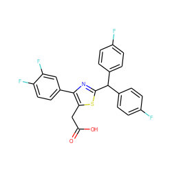 O=C(O)Cc1sc(C(c2ccc(F)cc2)c2ccc(F)cc2)nc1-c1ccc(F)c(F)c1 ZINC000045366179