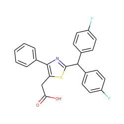 O=C(O)Cc1sc(C(c2ccc(F)cc2)c2ccc(F)cc2)nc1-c1ccccc1 ZINC000045365559