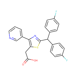 O=C(O)Cc1sc(C(c2ccc(F)cc2)c2ccc(F)cc2)nc1-c1cccnc1 ZINC000045336033