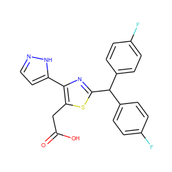 O=C(O)Cc1sc(C(c2ccc(F)cc2)c2ccc(F)cc2)nc1-c1ccn[nH]1 ZINC000045336911