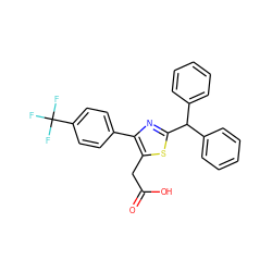 O=C(O)Cc1sc(C(c2ccccc2)c2ccccc2)nc1-c1ccc(C(F)(F)F)cc1 ZINC000045372574