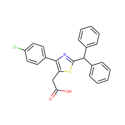 O=C(O)Cc1sc(C(c2ccccc2)c2ccccc2)nc1-c1ccc(Cl)cc1 ZINC000045338751