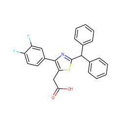 O=C(O)Cc1sc(C(c2ccccc2)c2ccccc2)nc1-c1ccc(F)c(F)c1 ZINC000045338935