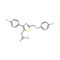 O=C(O)Cc1sc(COc2ccc(Cl)cc2)nc1-c1ccc(Cl)cc1 ZINC000045373159