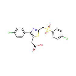 O=C(O)Cc1sc(CS(=O)(=O)c2ccc(Cl)cc2)nc1-c1ccc(Cl)cc1 ZINC000045337572