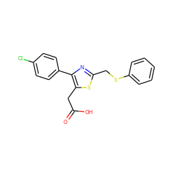 O=C(O)Cc1sc(CSc2ccccc2)nc1-c1ccc(Cl)cc1 ZINC000045373685