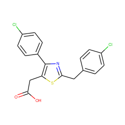 O=C(O)Cc1sc(Cc2ccc(Cl)cc2)nc1-c1ccc(Cl)cc1 ZINC000045387638