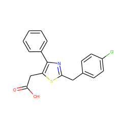 O=C(O)Cc1sc(Cc2ccc(Cl)cc2)nc1-c1ccccc1 ZINC000040680245