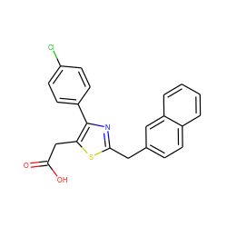 O=C(O)Cc1sc(Cc2ccc3ccccc3c2)nc1-c1ccc(Cl)cc1 ZINC000045335934