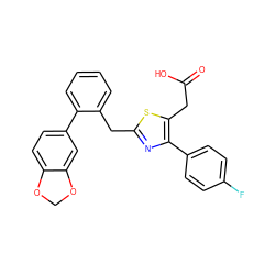 O=C(O)Cc1sc(Cc2ccccc2-c2ccc3c(c2)OCO3)nc1-c1ccc(F)cc1 ZINC000045369779