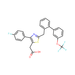 O=C(O)Cc1sc(Cc2ccccc2-c2cccc(OC(F)(F)F)c2)nc1-c1ccc(F)cc1 ZINC000045336440