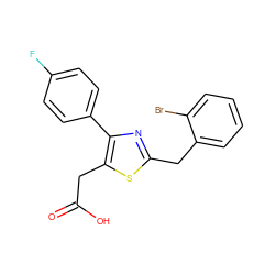 O=C(O)Cc1sc(Cc2ccccc2Br)nc1-c1ccc(F)cc1 ZINC000045336651