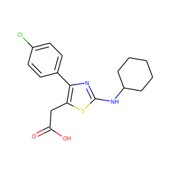 O=C(O)Cc1sc(NC2CCCCC2)nc1-c1ccc(Cl)cc1 ZINC000008514157