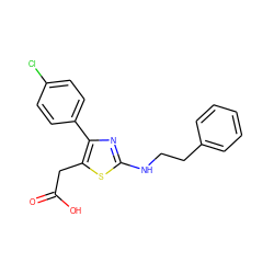 O=C(O)Cc1sc(NCCc2ccccc2)nc1-c1ccc(Cl)cc1 ZINC000045337415