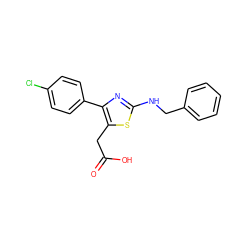 O=C(O)Cc1sc(NCc2ccccc2)nc1-c1ccc(Cl)cc1 ZINC000033865777