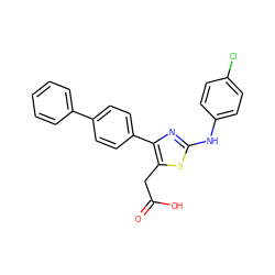 O=C(O)Cc1sc(Nc2ccc(Cl)cc2)nc1-c1ccc(-c2ccccc2)cc1 ZINC000045392568